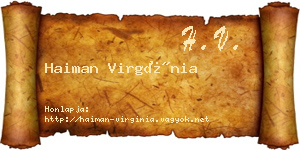 Haiman Virgínia névjegykártya